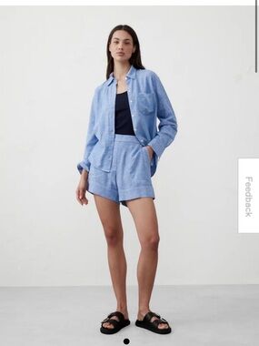 Banana Republic Light Blue Linen-Blend High-Rise Pull-on Shorts